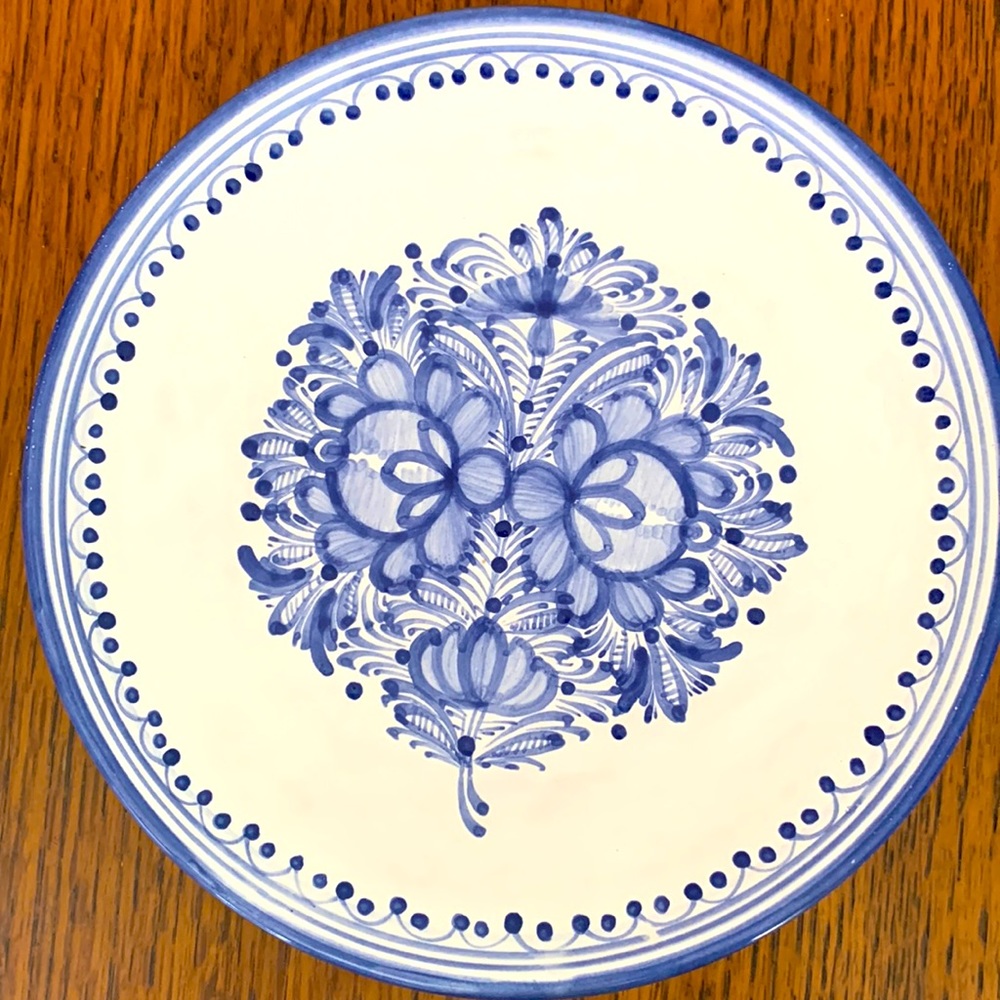 Czech Blue and White Porcelain Creamer and Dish